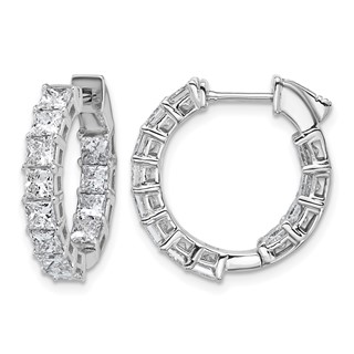 14kw Inside/Outside Cert Lab Grown VS DEF Princess Diamond Hoop Earrings