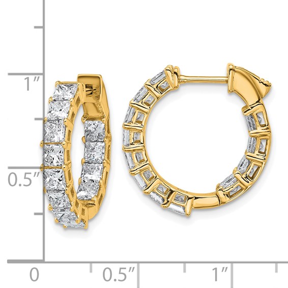 14k Inside/Outside Cert Lab Grown VS DEF Princess Diamond Hoop Earrings
