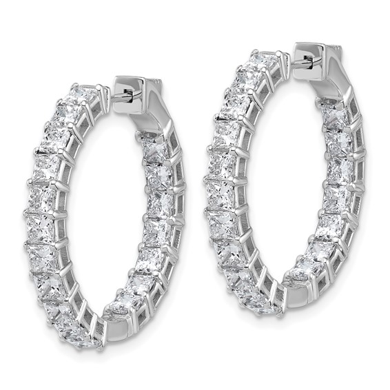 14kw Inside/Outside Cert Lab Grown VS DEF Princess Diamond Hoop Earrings