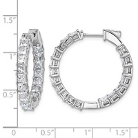 14K White Gold 6.12 Lab Grown Diamond VS+ F+ Princess Complete in and Out Hoop Earrings view 5