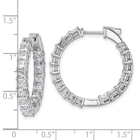 14kw Inside/Outside Cert Lab Grown VS DEF Princess Diamond Hoop Earrings