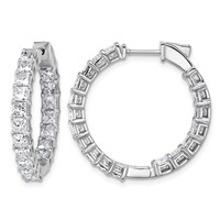 14K White Gold 6.12 Lab Grown Diamond VS+ F+ Princess Complete in and Out Hoop Earrings view 1