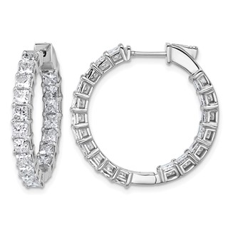 14kw Inside/Outside Cert Lab Grown VS/SI GH Princess Diamond Hoop Earrings