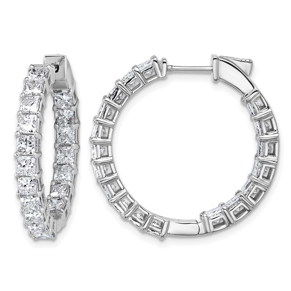 14kw Inside/Outside Cert Lab Grown VS DEF Princess Diamond Hoop Earrings