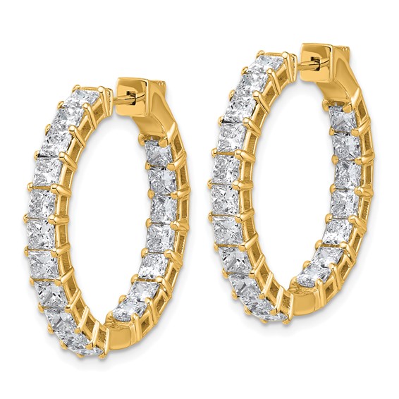 14k Inside/Outside Cert Lab Grown VS DEF Princess Diamond Hoop Earrings