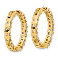 14K Yellow Gold 6.12 Lab Grown Diamond VS SI+ G+ Princess Complete in and Out Hoop Earrings view 4