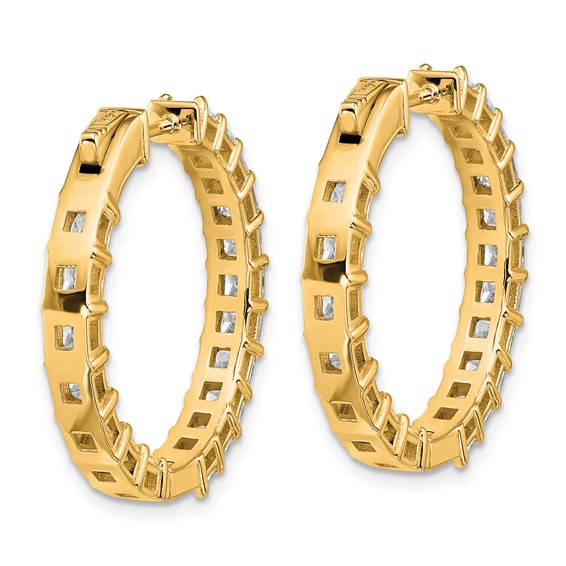 14k Inside/Outside Cert Lab Grown VS DEF Princess Diamond Hoop Earrings