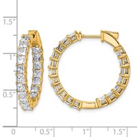 14K Yellow Gold 6.12 Lab Grown Diamond VS SI+ G+ Princess Complete in and Out Hoop Earrings view 5
