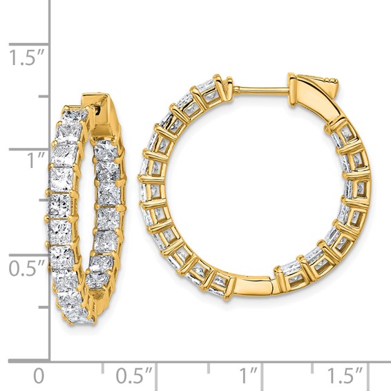 14k Inside/Outside Cert Lab Grown VS DEF Princess Diamond Hoop Earrings
