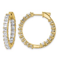 14K Yellow Gold 6.12 Lab Grown Diamond VS SI+ G+ Princess Complete in and Out Hoop Earrings view 1