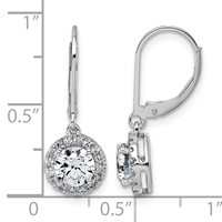 14K White Gold 1.75 Carat Lab Grown Diamond VS+ F+ Complete Halo Drop Leverback Earrings view 3