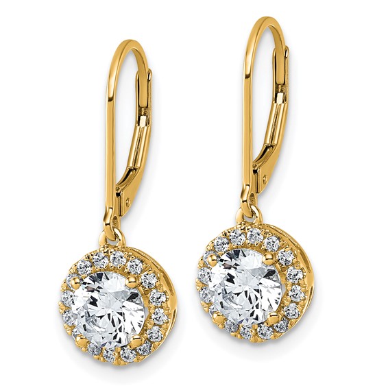 Gold Diamond Dangle Leaverback Earrings