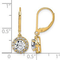 14K Yellow Gold 1.75 Carat Lab Grown Diamond VS+ F+ Complete Halo Drop Leverback Earrings view 3