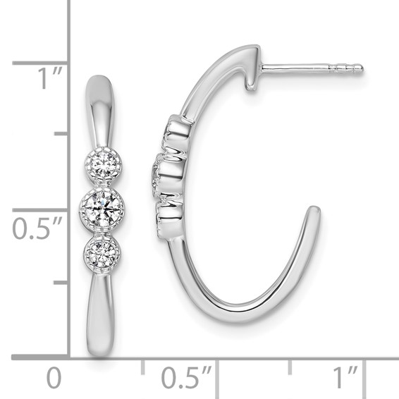 14K White Gold Polished 3/8 carat Diamond J-Hoop Post Earrings