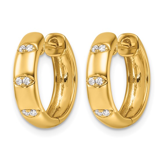 14K 1/8 carat Diamond Fancy Hinged Hoop Earrings