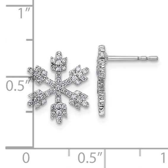 14k White Gold 1/2 carat Diamond Snowflake Post Earrings