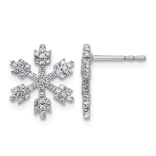 14k White Gold 1/2 carat Diamond Snowflake Post Earrings