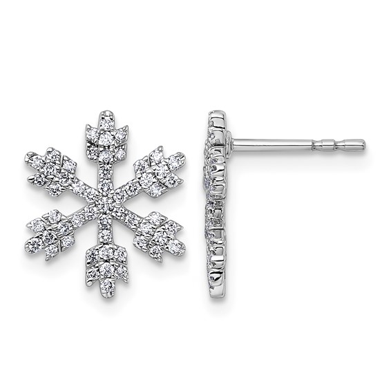 14k White Gold 1/2 carat Diamond Snowflake Post Earrings