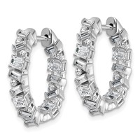 14K White Gold 2 Carat Lab Grown Diamond VS+ F+ Complete Hinged in and Out Hoop Earrings view 2