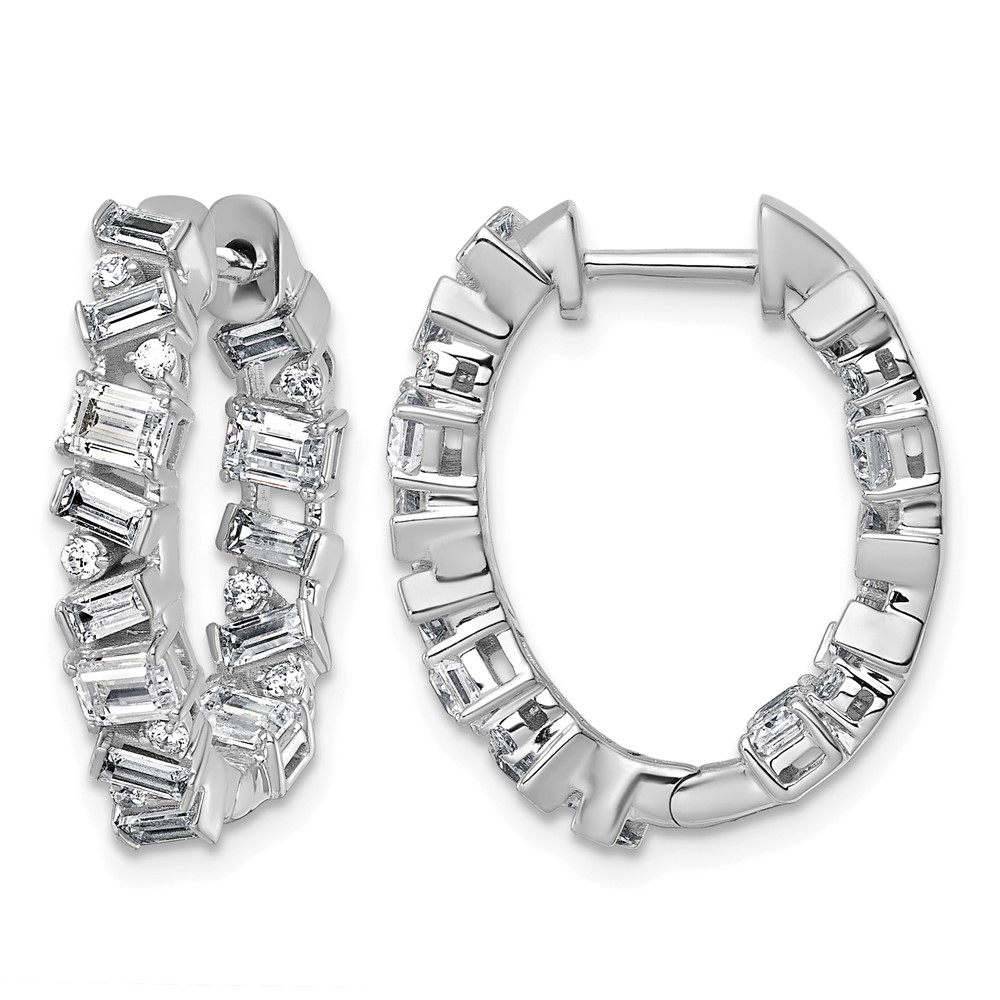 14K White Gold 2 Carat Lab Grown Diamond VS+ F+ Complete Hinged in and Out Hoop Earrings