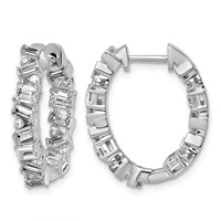 14K White Gold 2 Carat Lab Grown Diamond VS+ F+ Complete Hinged in and Out Hoop Earrings view 1
