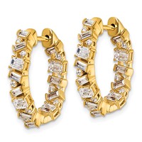 14K Yellow Gold 2 Carat Lab Grown Diamond VS+ F+ Complete Hinged in and Out Hoop Earrings view 2