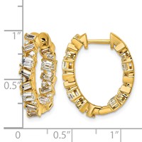 14K Yellow Gold 2 Carat Lab Grown Diamond VS+ F+ Complete Hinged in and Out Hoop Earrings view 4
