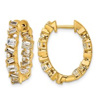 14K Yellow Gold 2 Carat Lab Grown Diamond VS+ F+ Complete Hinged in and Out Hoop Earrings view 1
