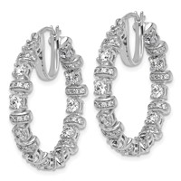 14K White Gold 4 Carat Lab Grown Diamond VS+ F+ Complete Fashion Hoop Earrings view 2