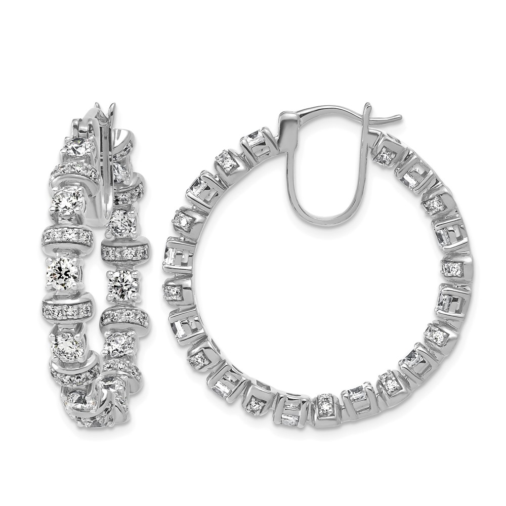 14K White Gold 4 Carat Lab Grown Diamond VS+ F+ Complete Fashion Hoop Earrings
