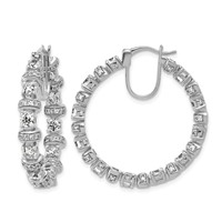 14K White Gold 4 Carat Lab Grown Diamond VS+ F+ Complete Fashion Hoop Earrings view 1