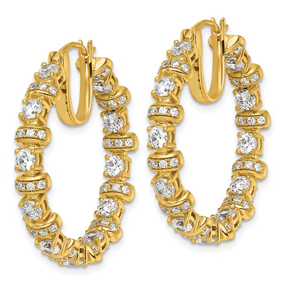 Gold Diamond In/Out Hoop Earrings