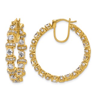 Gold Diamond In/Out Hoop Earrings