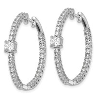 14K White Gold 3.12 Carat Lab Grown Diamond VS+ F+ Complete Hinged in and Out Hoop Earrings view 2