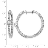 14K White Gold 3.12 Carat Lab Grown Diamond VS+ F+ Complete Hinged in and Out Hoop Earrings view 3