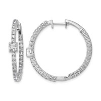14K White Gold 3.12 Carat Lab Grown Diamond VS+ F+ Complete Hinged in and Out Hoop Earrings view 1