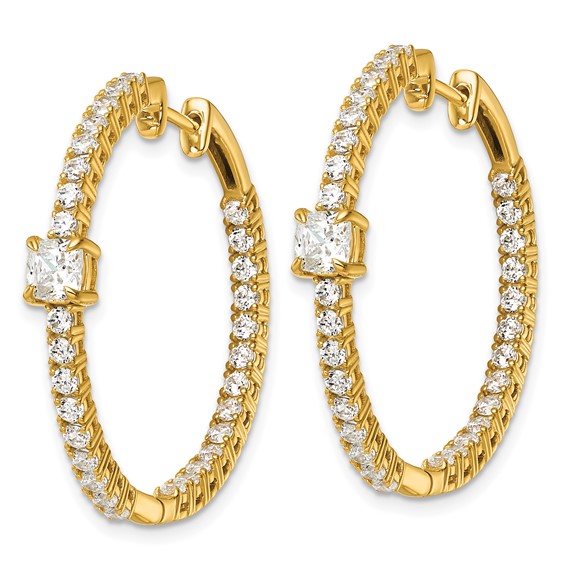 Gold Diamond In/Out Hinged Hoop Earrings