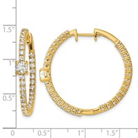 14K Yellow Gold 3.12 Carat Lab Grown Diamond VS+ F+ Complete Hinged in and Out Hoop Earrings view 4
