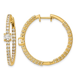 Gold Diamond In/Out Hinged Hoop Earrings