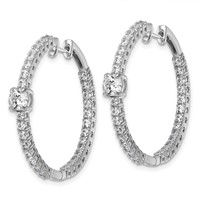14K White Gold 3 Carat Lab Grown Diamond VS+ F+ Complete Hinged in and Out Hoop Earrings view 2