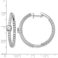 14K White Gold 3 Carat Lab Grown Diamond VS+ F+ Complete Hinged in and Out Hoop Earrings view 3
