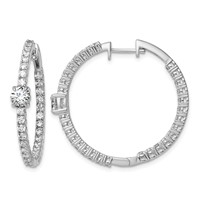 14K White Gold 3 Carat Lab Grown Diamond VS+ F+ Complete Hinged in and Out Hoop Earrings view 1