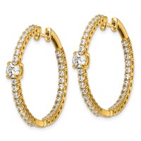 14K Yellow Gold 3 Carat Lab Grown Diamond VS+ F+ Complete Hinged in and Out Hoop Earrings view 2