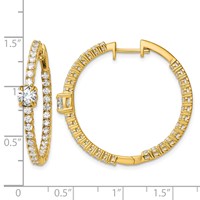 14K Yellow Gold 3 Carat Lab Grown Diamond VS+ F+ Complete Hinged in and Out Hoop Earrings view 3