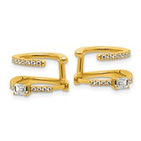 True Origin 14K Yellow Gold 0.62 Carat Lab Grown Diamond VS+ F+ Hinged Hoop Complete Earrings view 2