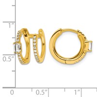 True Origin 14K Yellow Gold 0.62 Carat Lab Grown Diamond VS+ F+ Hinged Hoop Complete Earrings view 3