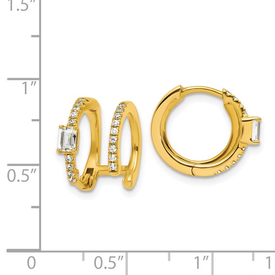 True Origin 14K Yellow Gold 5/8 carat Lab Grown Diamond VS+ F+ Hinged Hoop Complete Earrings