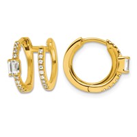 True Origin 14K Yellow Gold 0.62 Carat Lab Grown Diamond VS+ F+ Hinged Hoop Complete Earrings view 1
