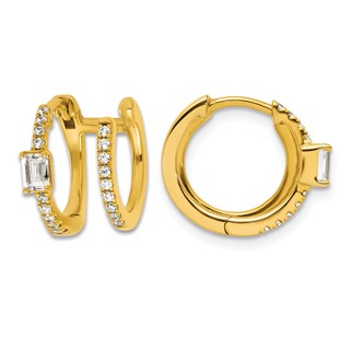 True Origin 14K Yellow Gold 5/8 carat Lab Grown Diamond VS+ F+ Hinged Hoop Complete Earrings