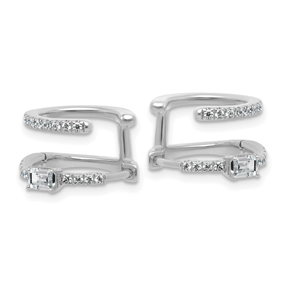 True Origin 14K White Gold 5/8 carat Lab Grown Diamond VS+ F+ Hinged Hoop Complete Earrings